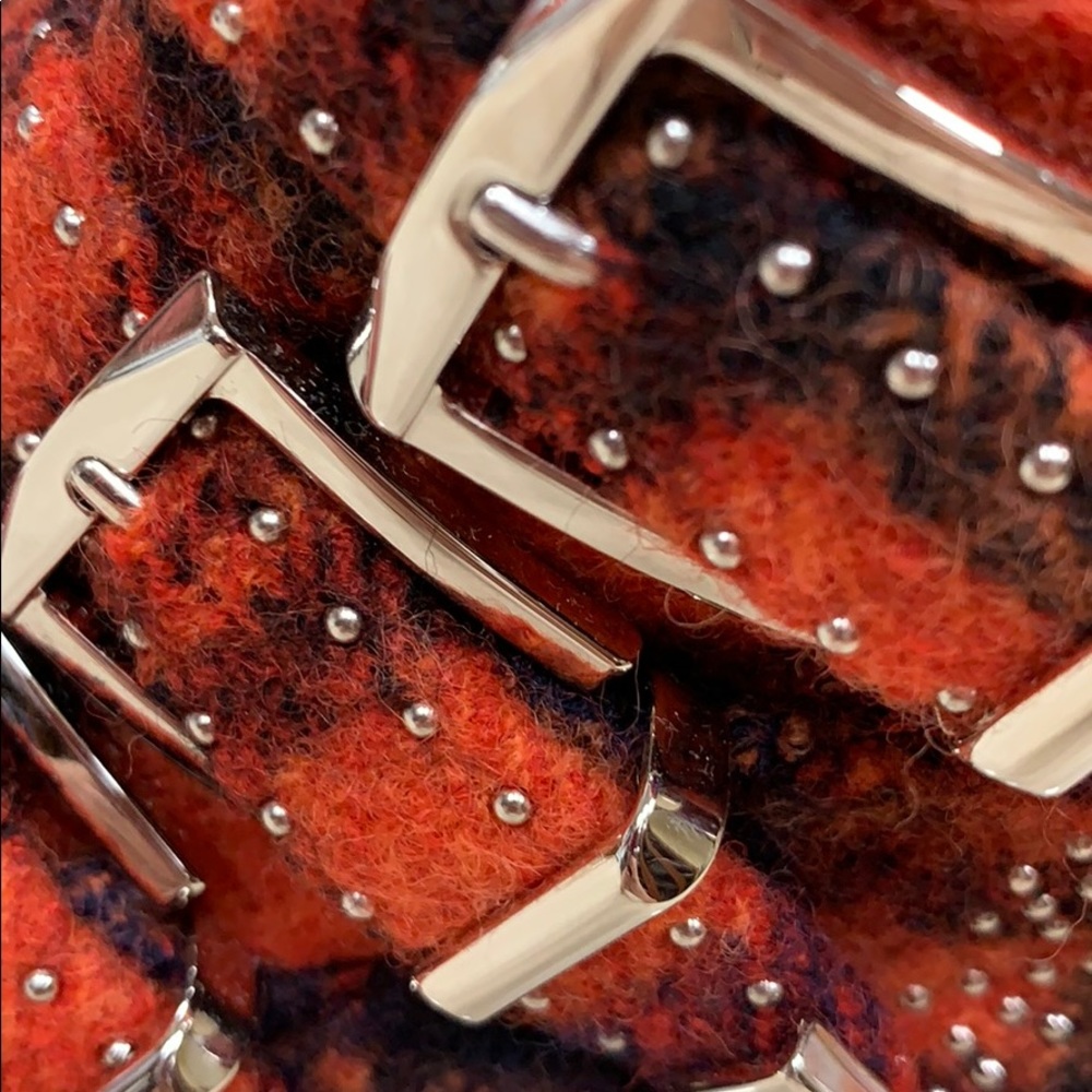 HOST PIC CHLOE SUSANNA WOOL TARTAN AND SHEARLING BOOTS W/SILVER RIVETS EU 38.5 - Picture 10 of 15